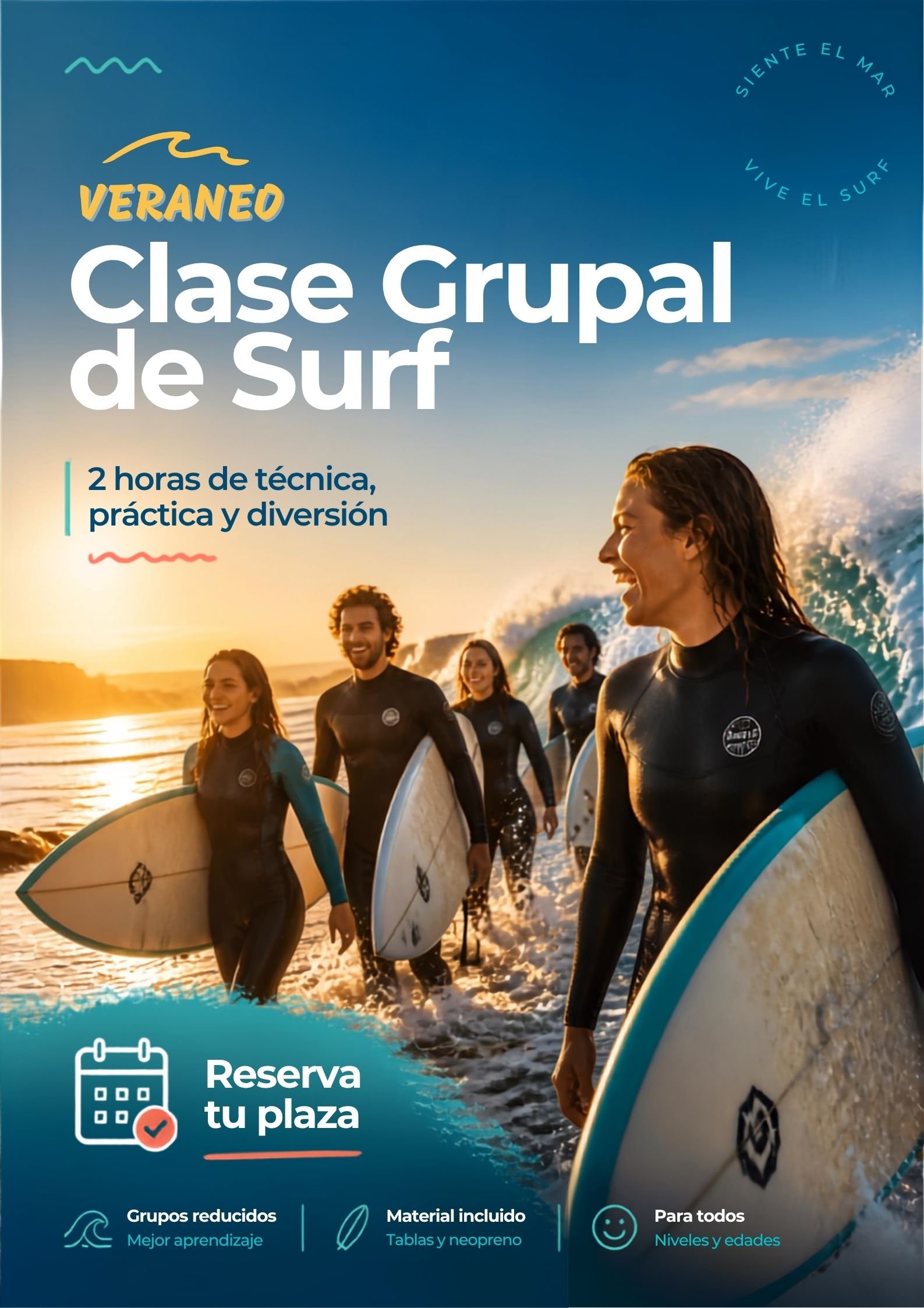 Clase Grupal de Surf (2 horas) MDQ